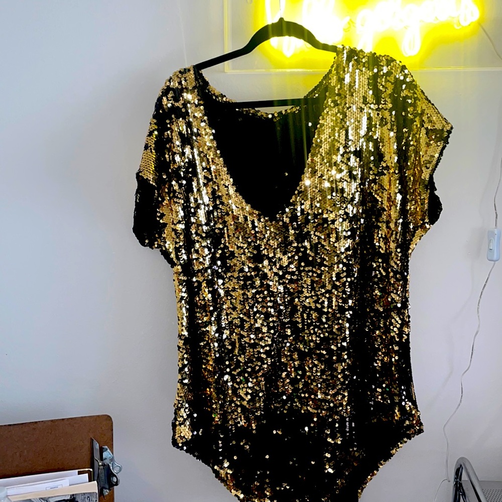 Oversized sequin top
